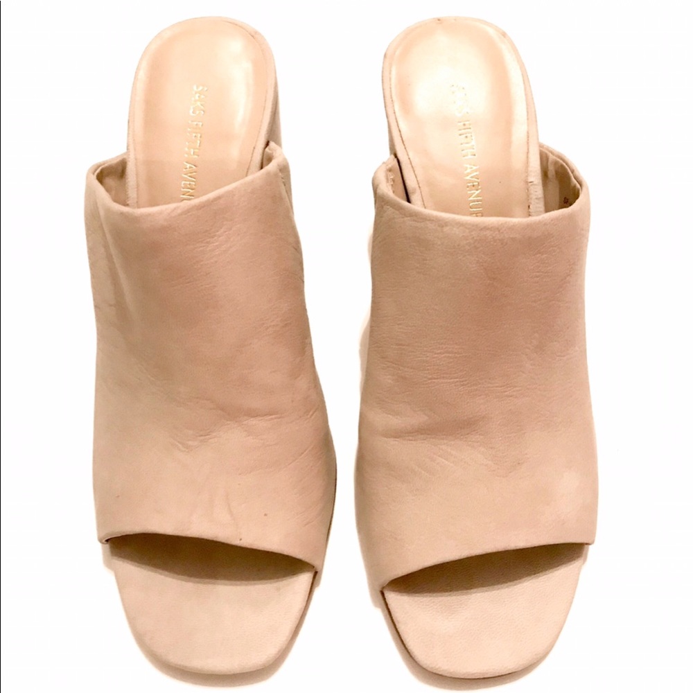 SAKS FIFTH AVENUE | Cream Slide-on Mules (6)